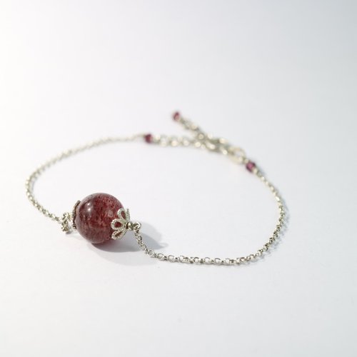 ColorDay天然石輕珠寶 草莓水晶純銀手鍊 Strawberry Quartz Bracelet