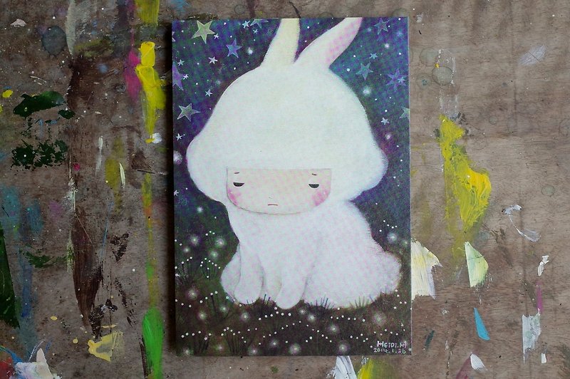 Postcard-Rabbit - การ์ด/โปสการ์ด - กระดาษ สีน้ำเงิน