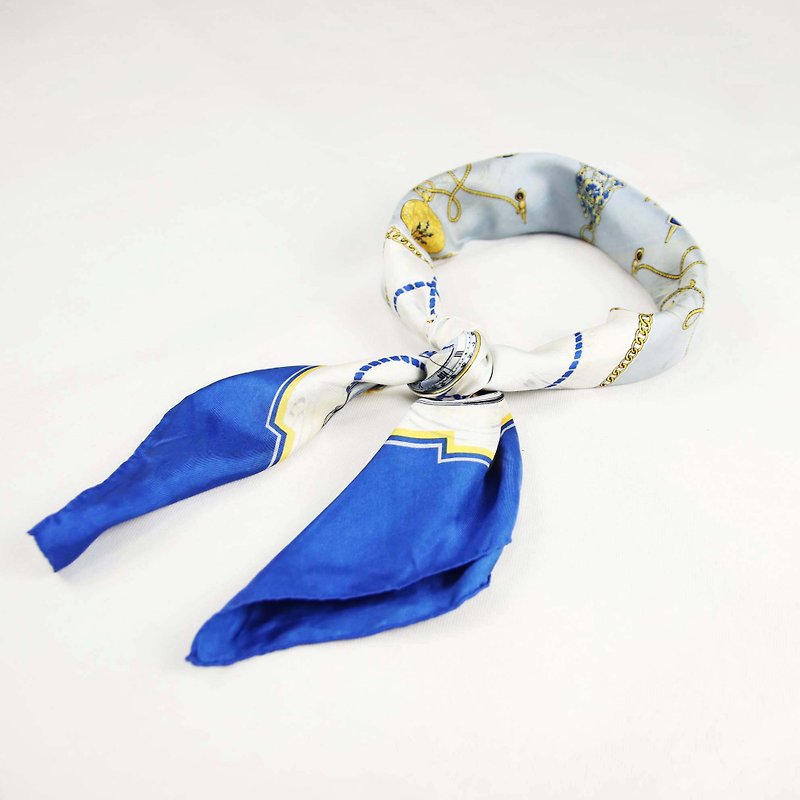 Tsubasa.Y Ancient House 013 Time Traveler's Vintage Scarf, Square Towel Accessories Scarf - Scarves - Polyester Blue