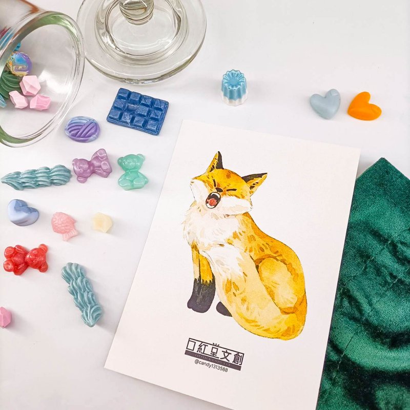 KR474_口紅堂明信片_紅狐1_candy1313588 postcard - 卡片/明信片 - 紙 多色