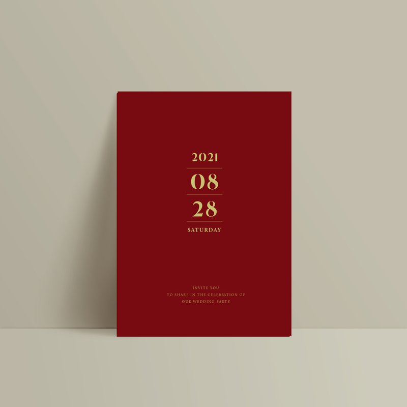 單卡喜帖【 喜帖印刷 】編號2205 明信片喜帖 少量喜帖 喜帖設 - 卡片/明信片 - 紙 紅色