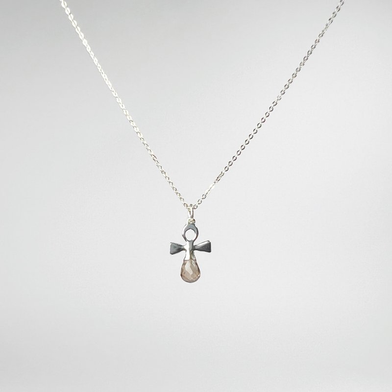 Talisman of Life Tea Crystal Smoky Quartz 925 Sterling Silver Necklace - Necklaces - Sterling Silver Khaki