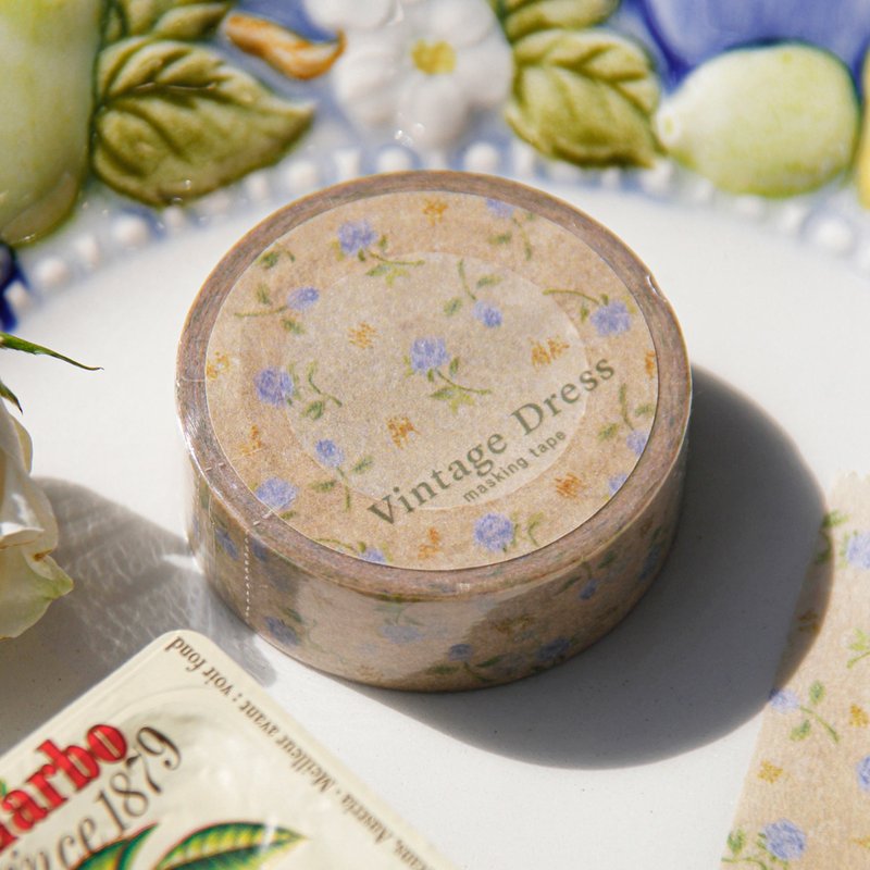 Vintage Dress Masking Tape | Rose Chiffon - 紙膠帶/和紙/PET - 紙 咖啡色