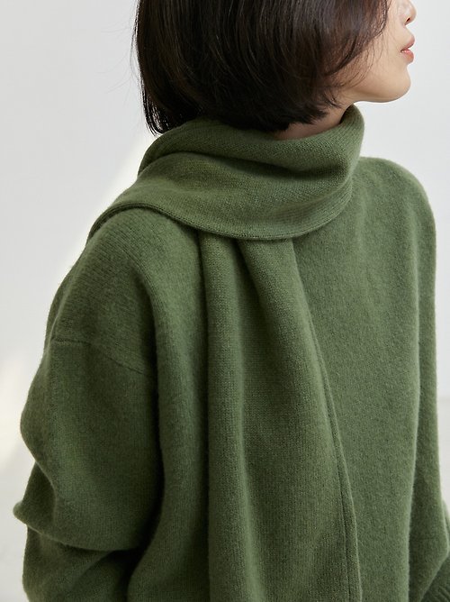 vitatha 番塔塔 松石綠色 3色入 冬日色彩 手套袖子圍巾領兩件套紙片人羊毛毛衣
