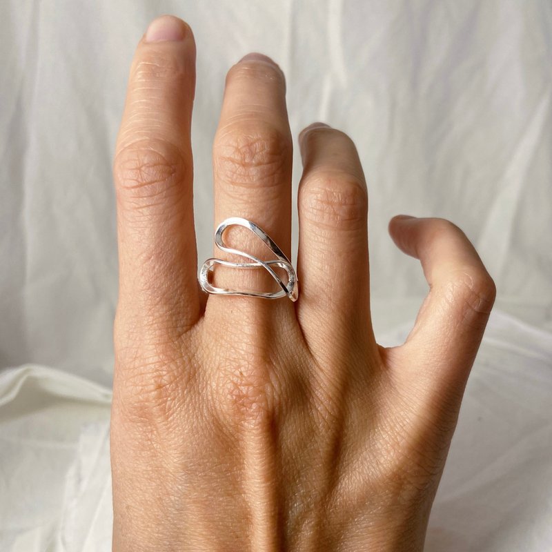 解構花朵純銀戒指 系列 no. 1 - 戒指 - 貴金屬 銀色