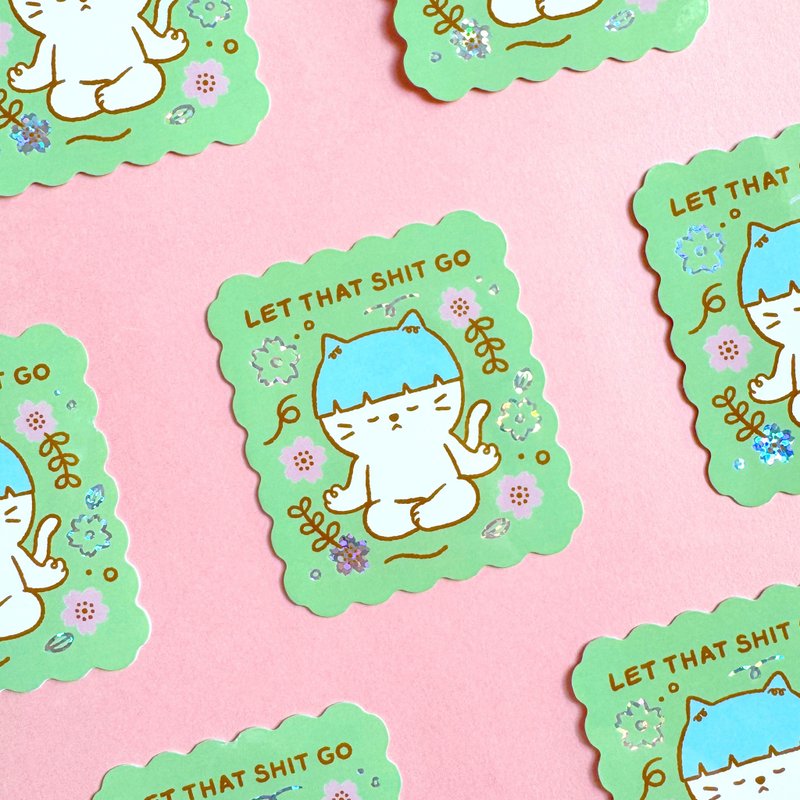 Glitter Sticker - Let That Shit Go - 貼紙 - 防水材質 