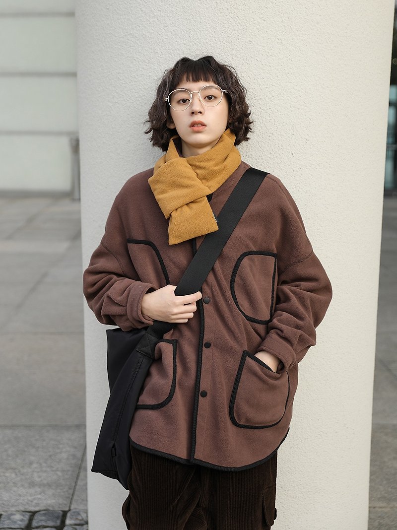 oddmaker pocket polar fleece Japanese wild campus retro loose men's and women's jacket cardigan - Women's Tops - Polyester 