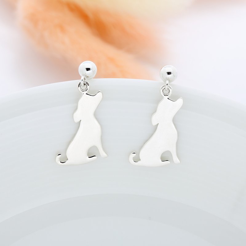 Lucky Mix Dog s925 sterling silver earrings Birthday Valentine Day gift - Earrings & Clip-ons - Sterling Silver Silver