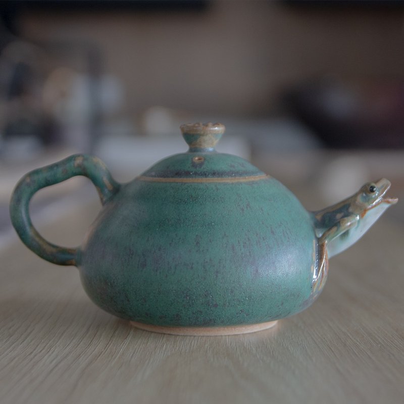 林義傑 - 青蛙茶壺 小壺泡 - 茶具/茶杯 - 陶 綠色