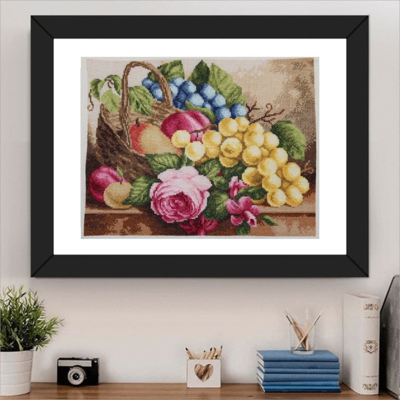 Hand Embroidered Still Life Original Painting on Canvas wall art - Posters - Thread Multicolor