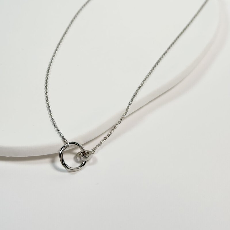 316 medical steel necklace/clavicle chain Stainless Steel necklace silver necklace can be worn in the shower light luxury ring - Necklaces - Stainless Steel Silver