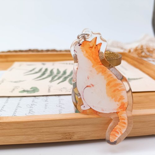 ★MARI★カラフルねこ(猫(焦げ茶×茶)×トナカイ(薄茶))キーホルダー キーホルダー 猫 刺繍 ワッペン ネコ ネコ柄 チャーム ペット 茶