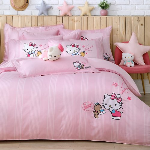 家適居家寢飾生活館 Hello Kitty-床罩/床包兩用被六件組-刺繡款-正版授權-台灣製造