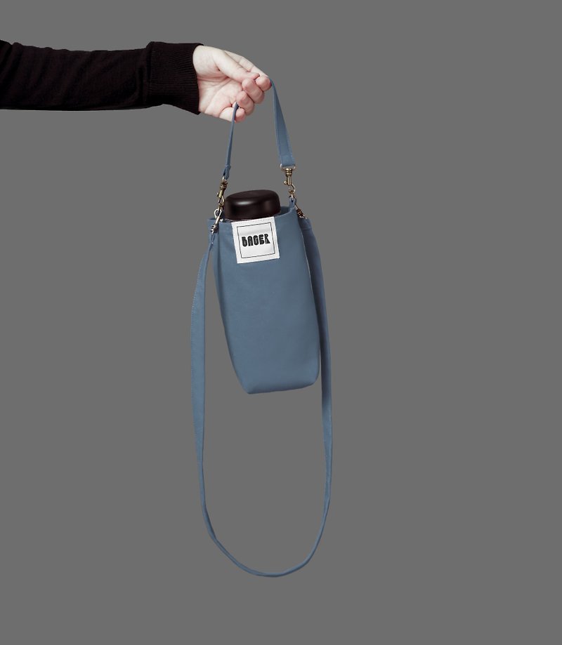 Universal Eco-friendly Beverage Bag, Detachable Long Strap, Oblique Shoulder Carrying Morandi Blue