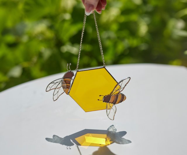 Stained Glass Bee 2024 Hive Suncatcher