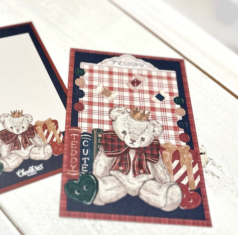 Cherish365【Teddy Bear Sewing Shop】ポストカード　CHO507 - 心意卡/卡片 - 紙 紅色