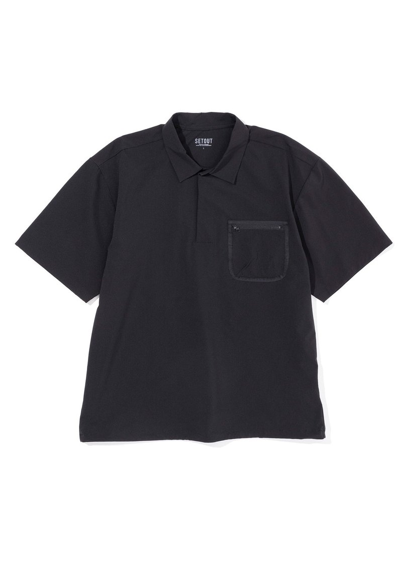 SETOUT-植物染機能套頭襯衫 - 男襯衫/休閒襯衫 - 聚酯纖維 黑色