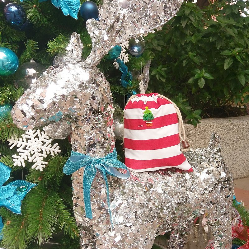 Christmas tree embroidery drawstring pocket Christmas