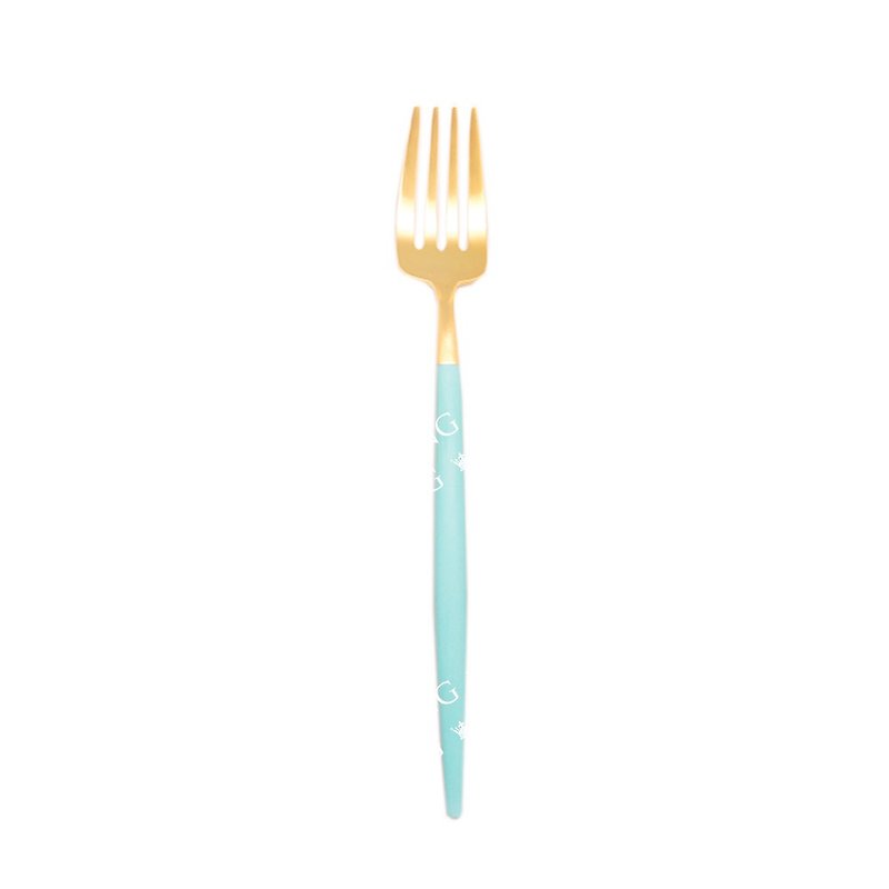 GOA TURQUOISE  GOLD MATTE TABLE FORK - Cutlery & Flatware - Stainless Steel Blue