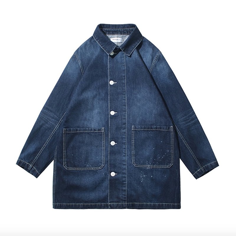 Japanese retro washed denim windbreaker jacket - Men's Coats & Jackets - Other Materials Blue
