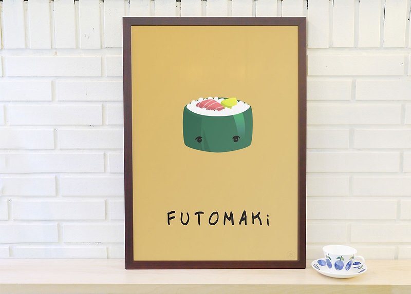 Nordic retro minimalist poster sushi No. 1-Futomaki sushi roll original can be customized without frame - Posters - Paper 