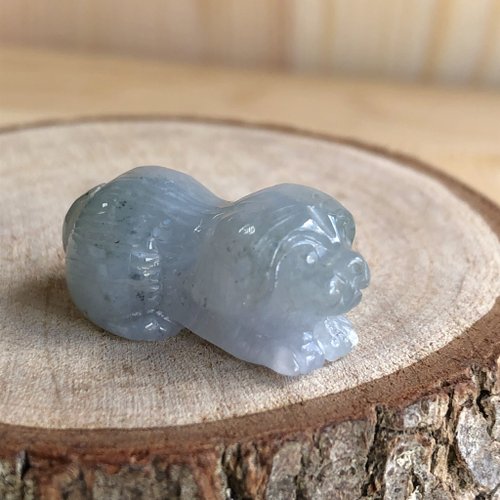 緣圓翡翠 冰膠晴水帶飄花狗狗|天然緬甸玉A貨翡翠