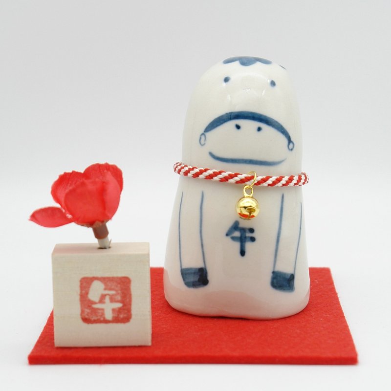 干支置物　手作り陶人形　午 - 擺飾/家飾品 - 陶 白色