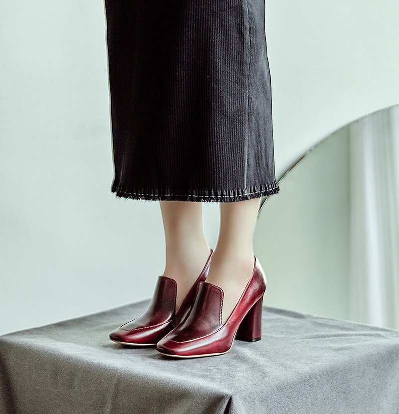 【Online Exclusive】HTHREE 8.5 樂福高跟鞋 / 棗紅 - 高踭鞋 - 真皮 紅色