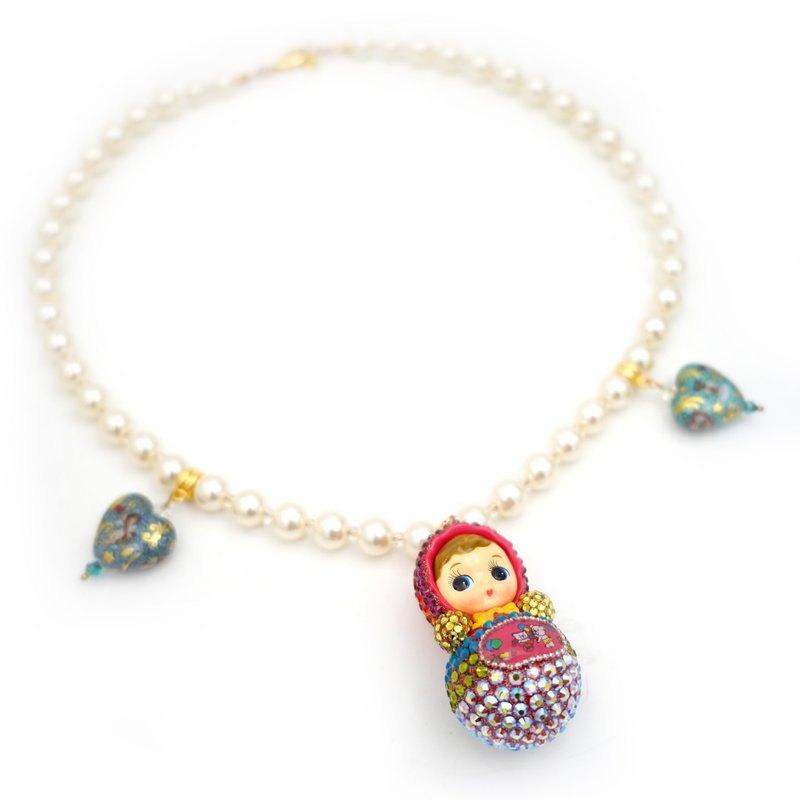 [Cupid Series] Purely handmade colorful Swarovski crystal embellished Russian doll earrings, super lightweight - Earrings & Clip-ons - Plastic Multicolor