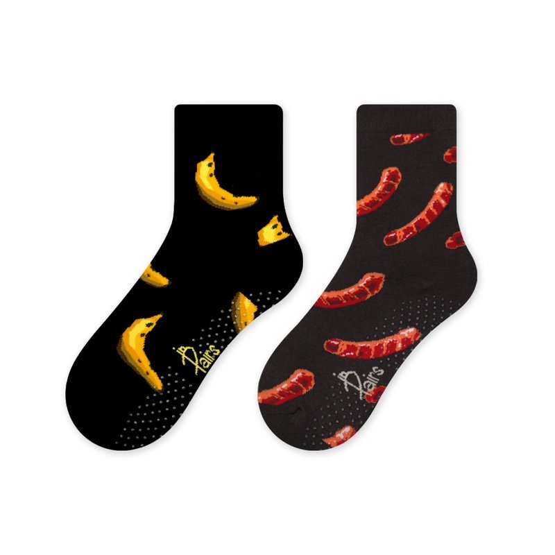 【in Pairs】好吃的 | 童襪 中筒襪 襪子 潮襪 防滑點點 止滑 - 襪子 - 棉．麻 多色