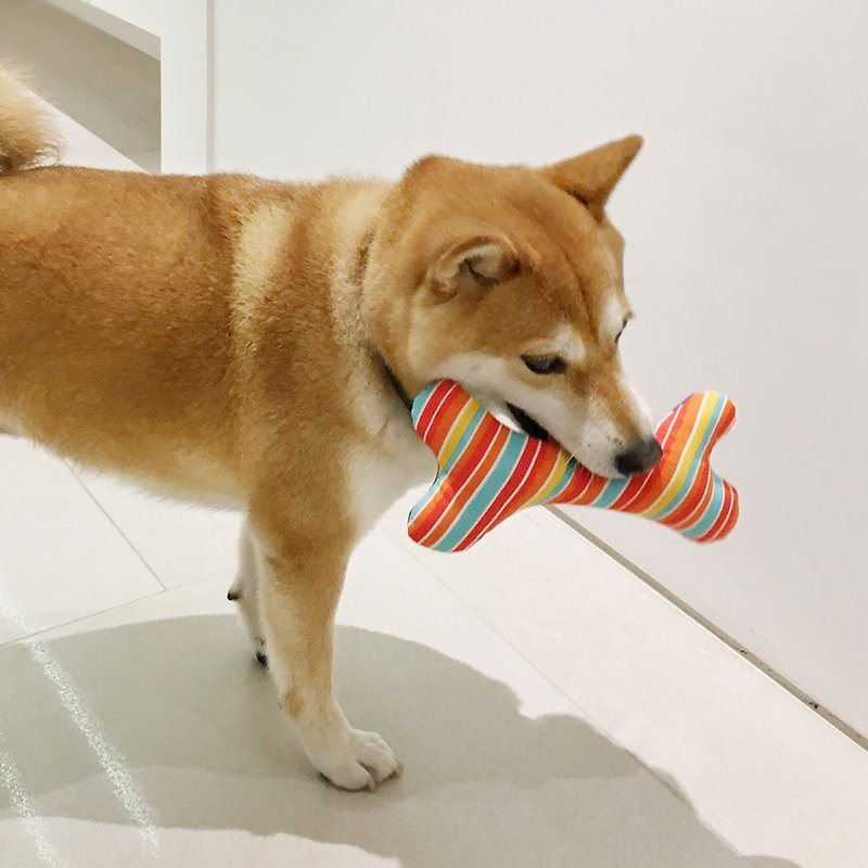 Dog Toys - Blessing Series (Striped Bone) - ของเล่นสัตว์ - ผ้าฝ้าย/ผ้าลินิน สีส้ม