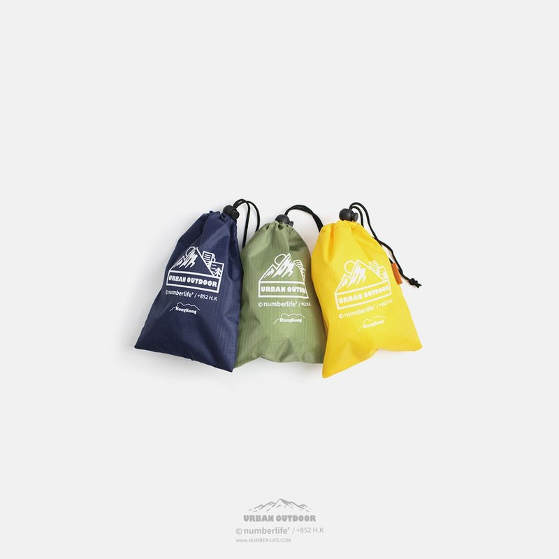 Hong Kong brand Urban Outdoor series city mountain logo check nylon drawstring pocket - Drawstring Bags - Nylon Multicolor