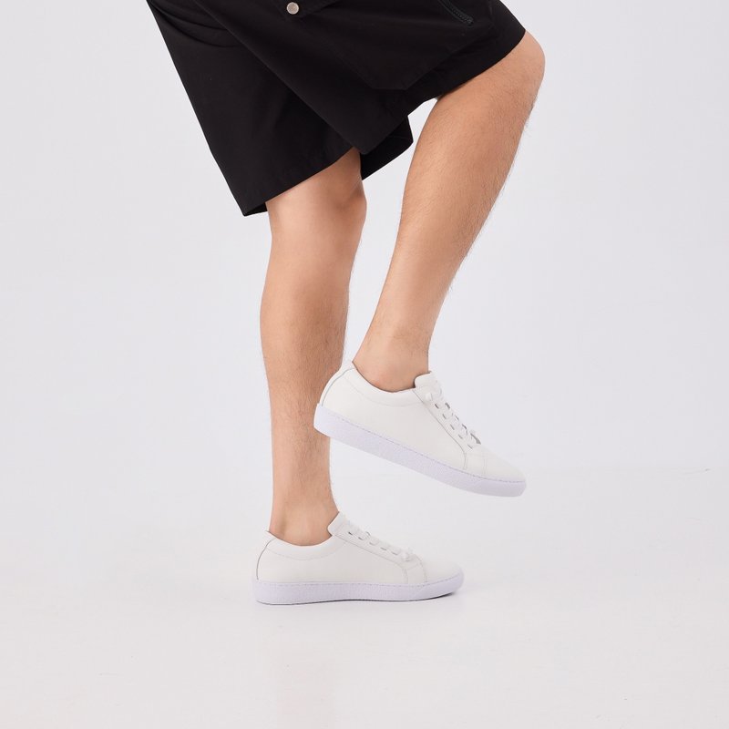 【聖誕派對 穿搭】MUSE 男鞋-天使白 附雙色鬆緊鞋帶 - 男運動鞋/球鞋 - 真皮 白色