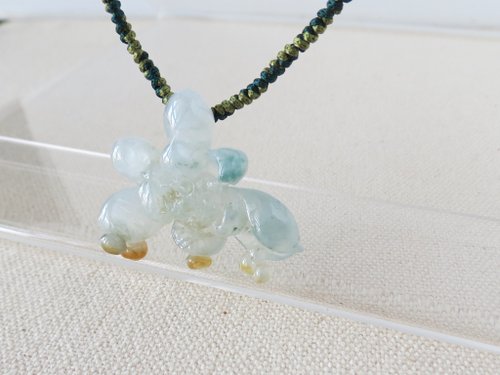 【罌﹝戀‧鍊﹞粟】 本命年【蓮】冰三彩蓮花翡翠絲光編織項鍊*SA37*招財、開運、避邪