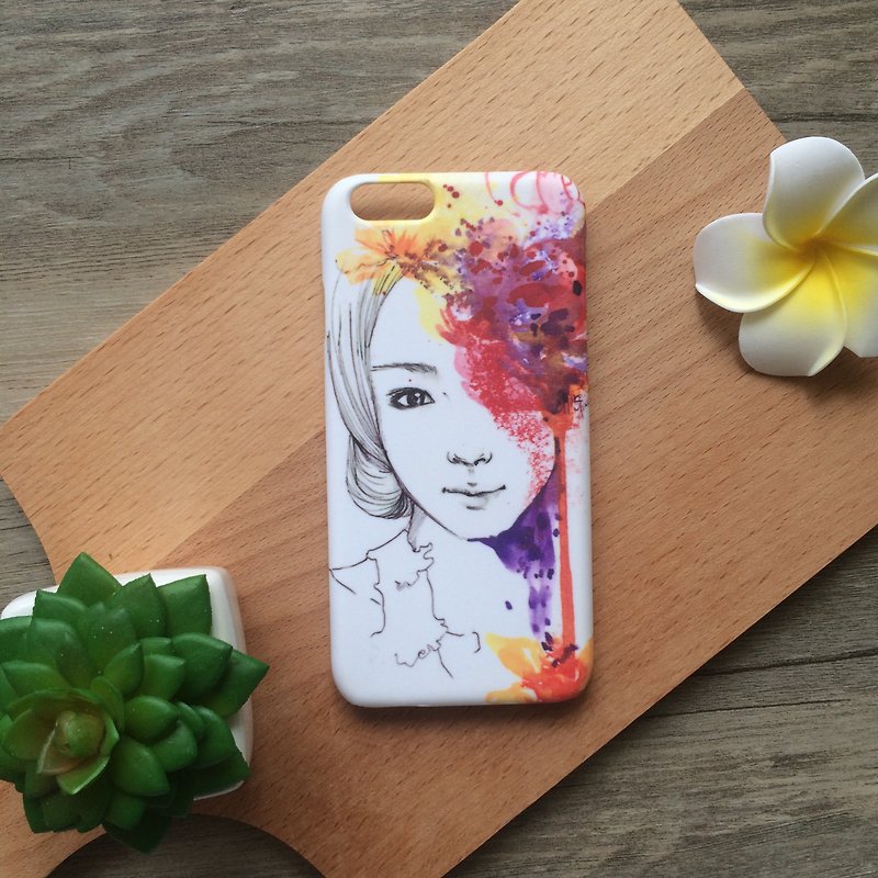 Romance Modern Girl with Red Flower illustration. Matte Case (iPhone, HTC, Samsung, Sony)