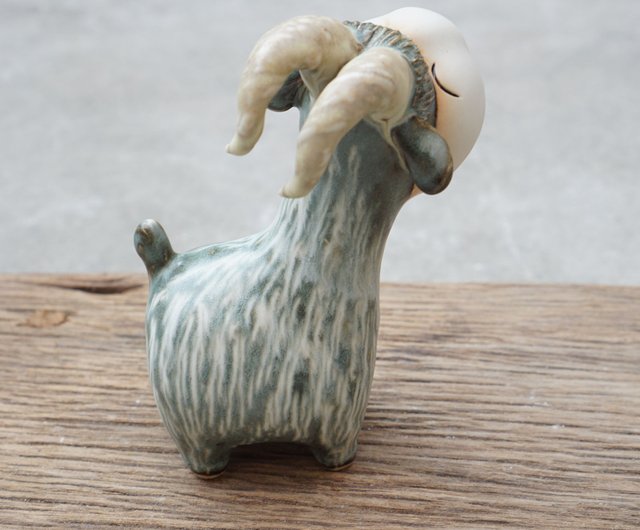 Goat, handmade ceramics, Smiling Goat - Shop stuckwithclay Items