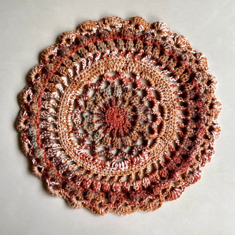 Mine Mat/Furniture Mat-Mandala-Song of the Earth 13 - Items for Display - Wool Orange