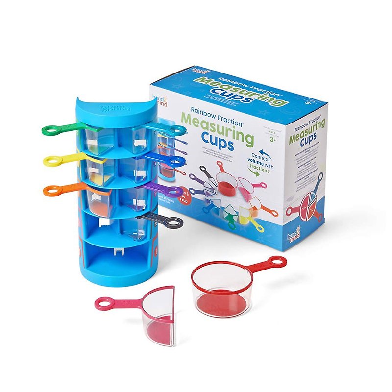 American hand2mind Rainbow Measuring Cup Tower Game Set | Sensory Basin Game | Montessori - Kids' Toys - Plastic Multicolor