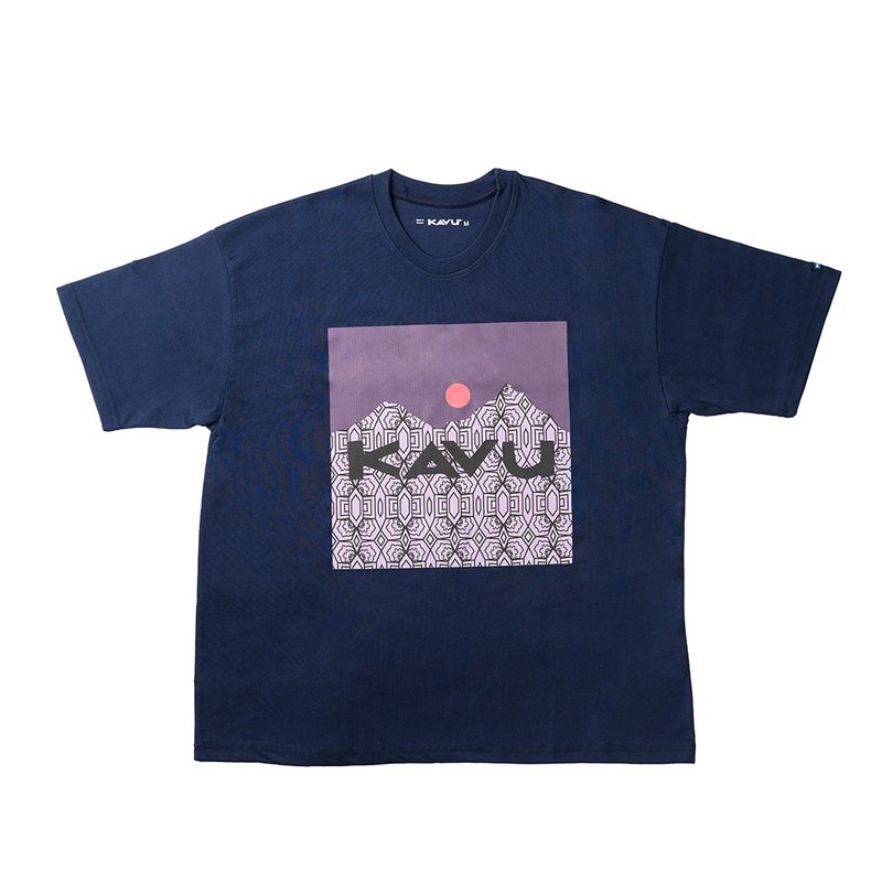 【西雅圖 KAVU】WILD SIDE 台灣花草寬版短T 扇蕨藍夜 #KTW005 - 男 T 恤 - 其他人造纖維 藍色