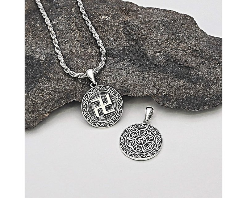 I 卍I 925 sterling silver pendant - Necklaces - Sterling Silver Silver