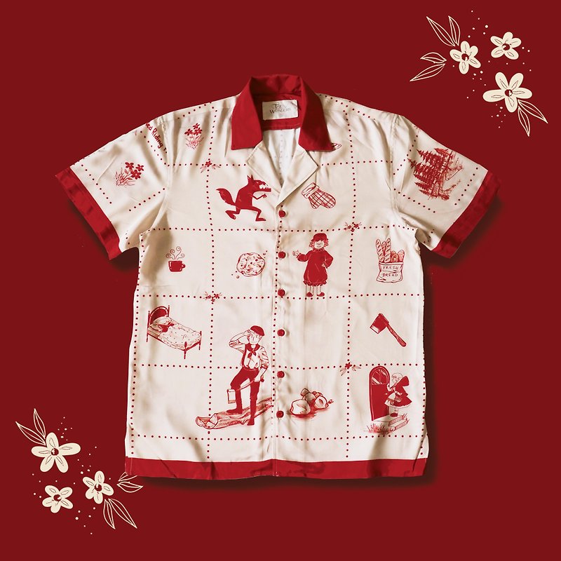 Little Red Riding Hood Bowling Shirt - 男裝 恤衫 - 棉．麻 多色