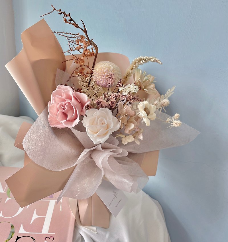 Go with the Flow Immortal Bouquet-Milk Tea Girls - Dried Flowers & Bouquets - Plants & Flowers Pink