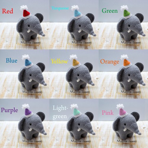 かぎ針編みの象の編みぐるみ、手作りの象のぬいぐるみ、象の