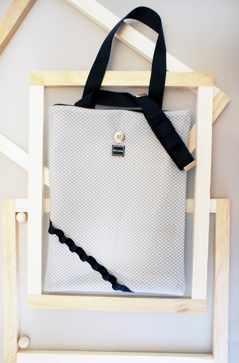 Peng Peng geometric series - handmade limited edition high-capacity shoulder bag - plaid duplex printing - Messenger Bags & Sling Bags - Polyester 