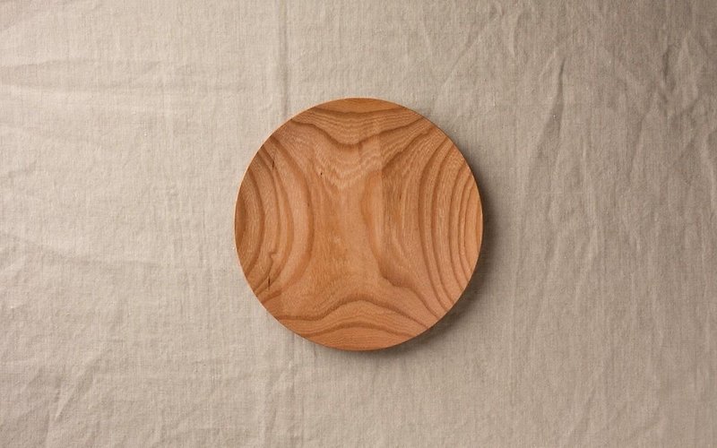 No.07 zelkova of wooden plate 18cm - Small Plates & Saucers - Wood Khaki