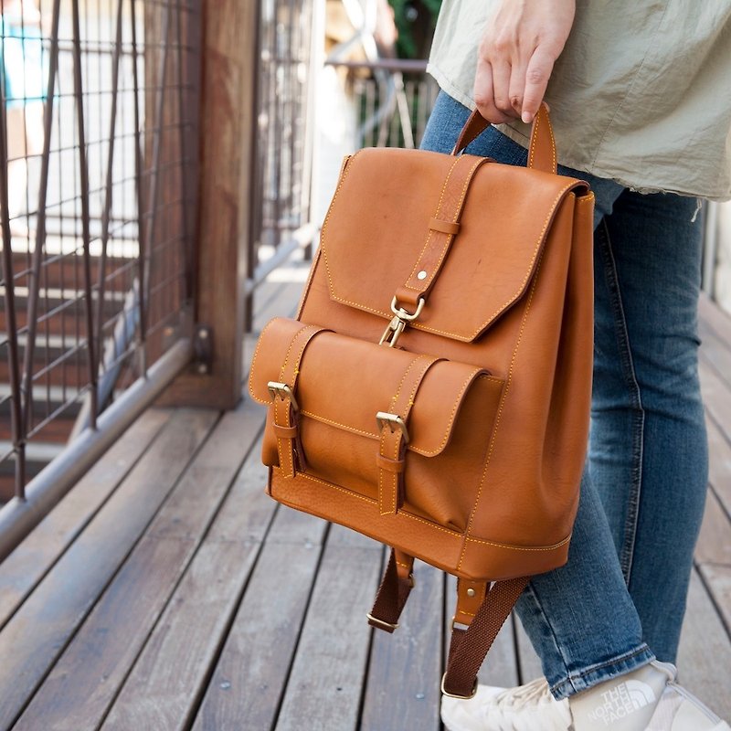 Genuien Leather Backpack - Backpacks - Genuine Leather Multicolor