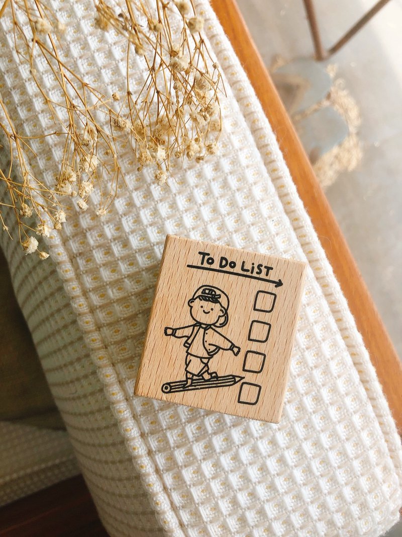 男童 男孩 小朋友 睡前任務 To Do List待辦事項 木頭章 手帳印 - 印章/印台 - 木頭 金色