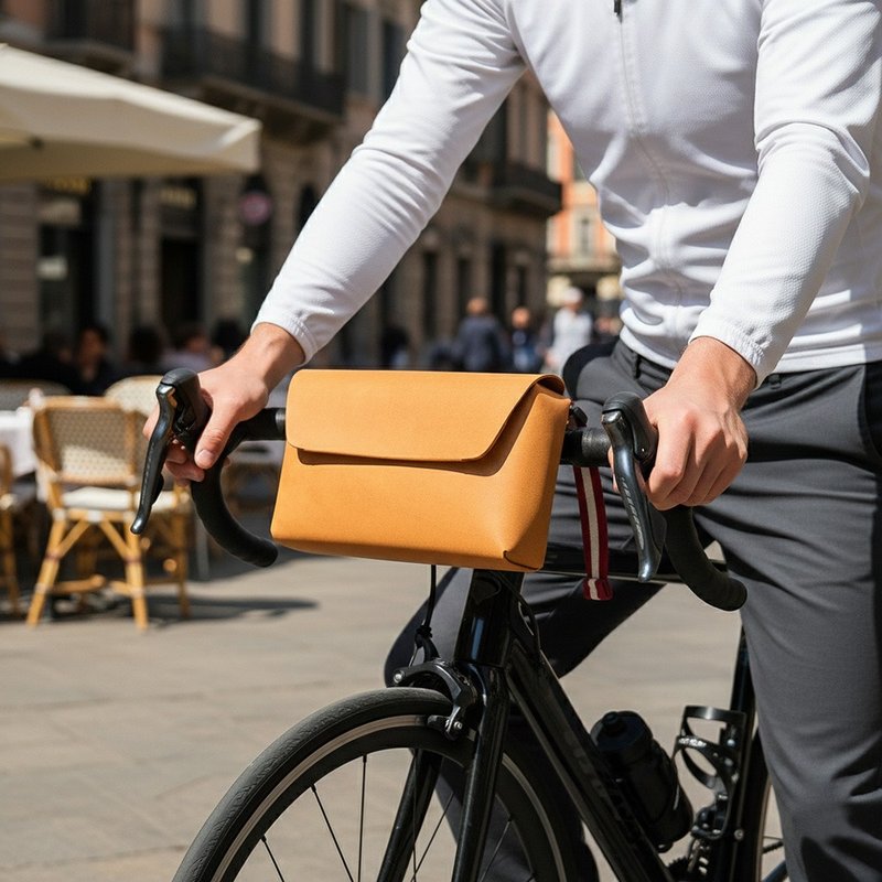 COZI - 義大利植鞣革自行車車把包 把手包 車前包 車前袋 車頭包 - 單車/滑板/周邊 - 真皮 咖啡色