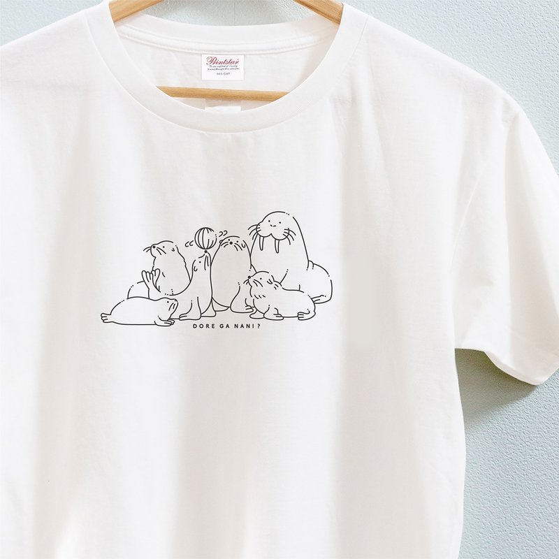 鰭脚類のTシャツ - 女 T 恤 - 棉．麻 白色