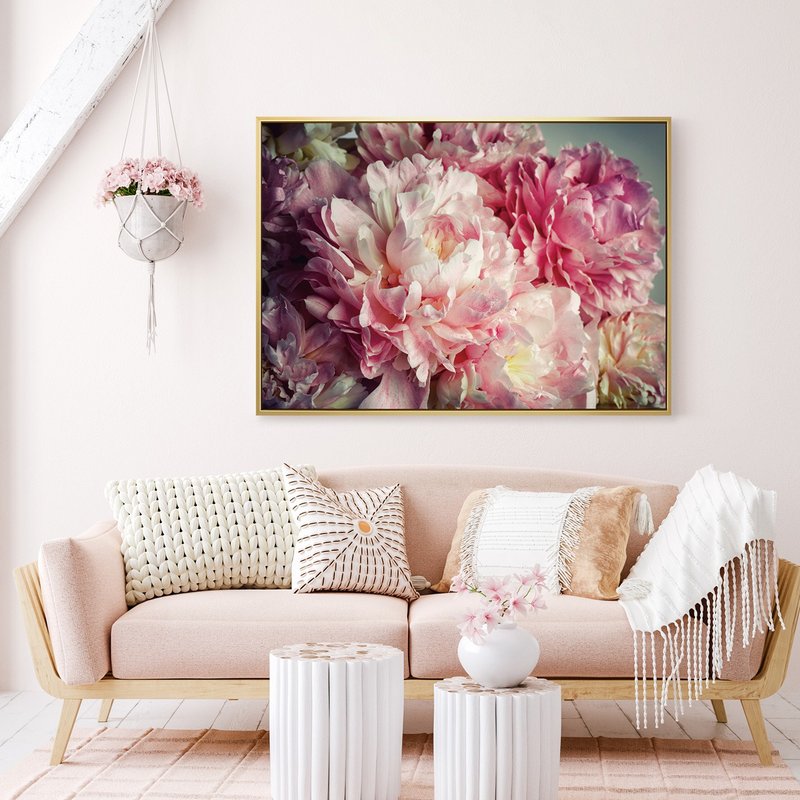 Gentle and elegant Peony -Peony, Flower pictures, Interior design - Posters - Cotton & Hemp Multicolor